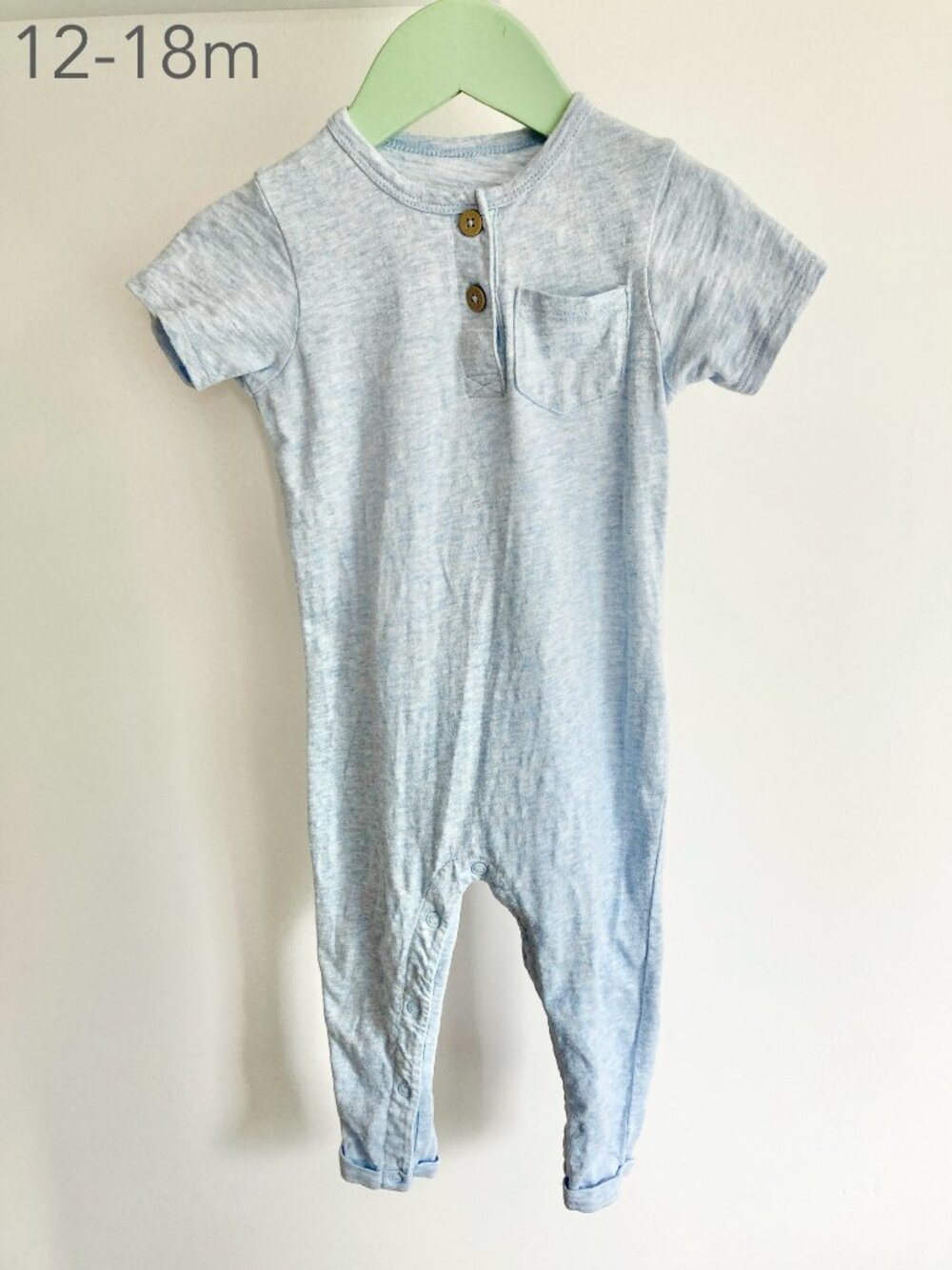 🪴5/$30 Rise Little Earthling 12-18 Months Baby Toddler Blue Short Sleeve Romper